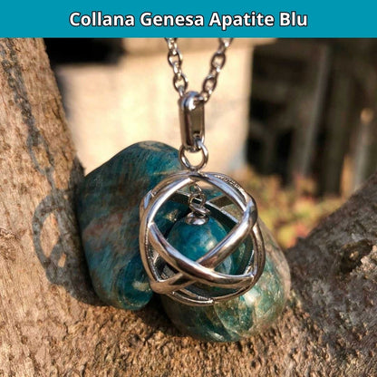 Collana ciondolo Genesa Apatite Blu - Acciaio Inox - Zen Home