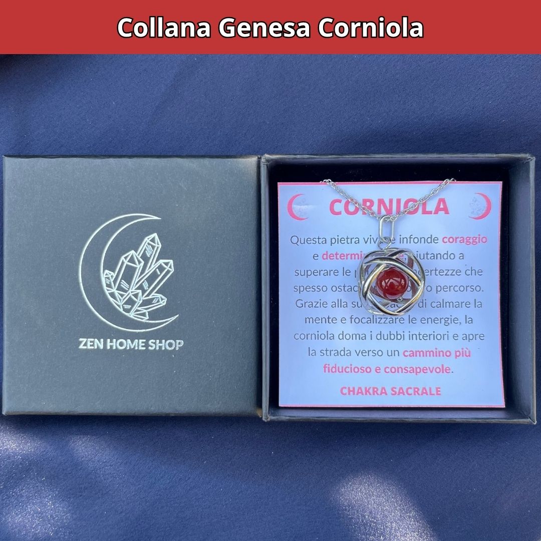 Collana ciondolo Genesa Corniola - Acciaio Inox - Zen Home