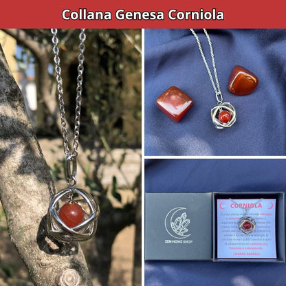 Collana ciondolo Genesa Corniola - Acciaio Inox - Zen Home