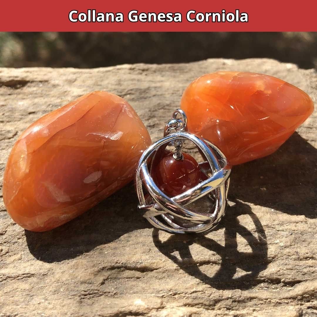 Collana ciondolo Genesa Corniola - Acciaio Inox - Zen Home