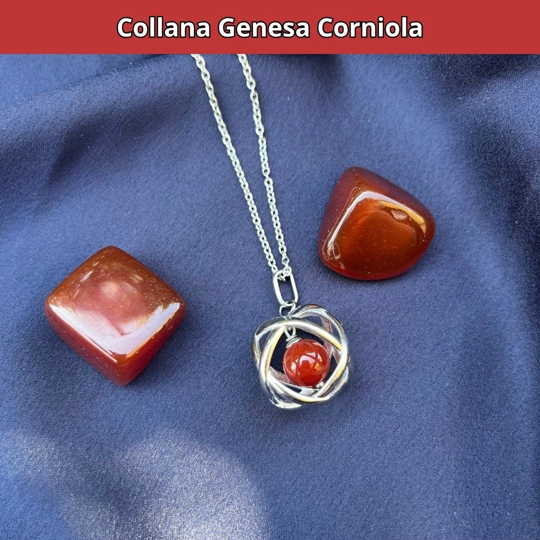 Collana ciondolo Genesa Corniola - Acciaio Inox - Zen Home