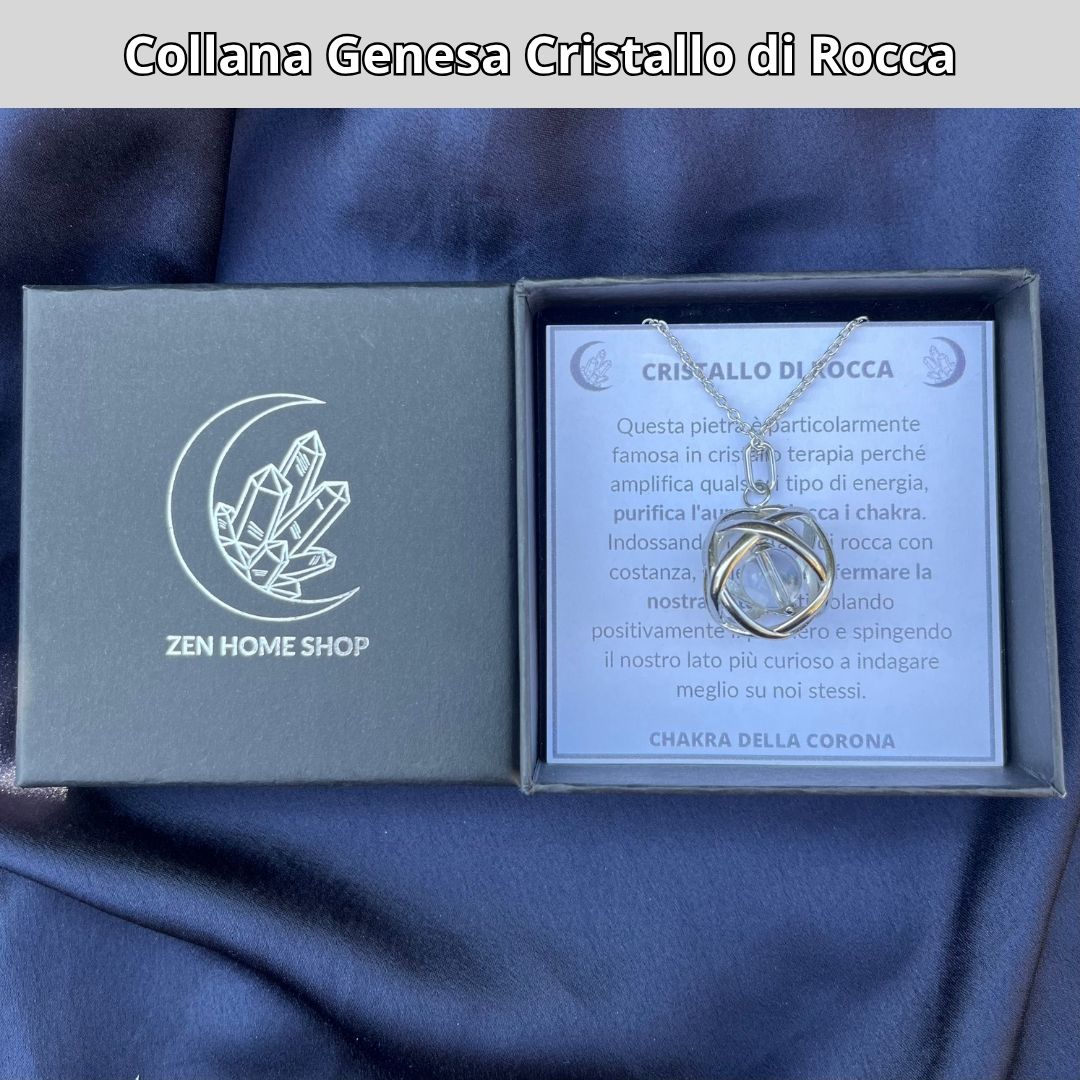 Collana ciondolo Genesa Cristallo di Rocca - Acciaio Inox - Zen Home