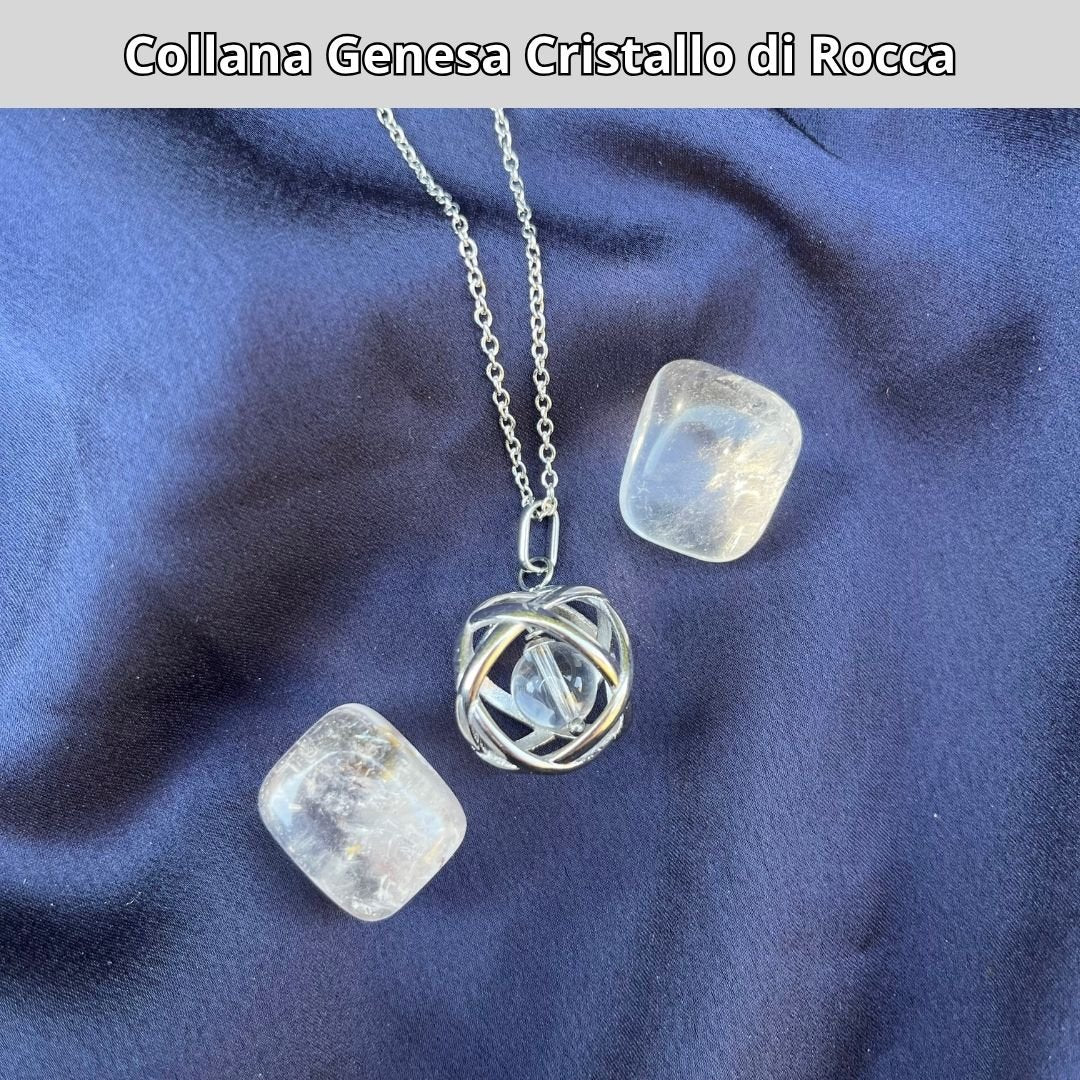 Collana ciondolo Genesa Cristallo di Rocca - Acciaio Inox - Zen Home