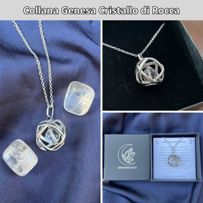 Collana ciondolo Genesa Cristallo di Rocca - Acciaio Inox - Zen Home