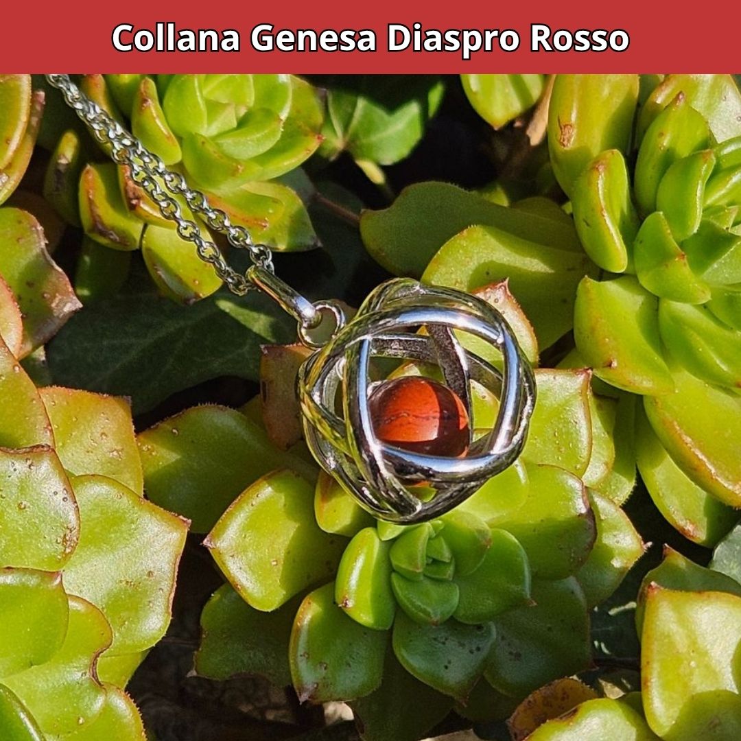 Collana ciondolo Genesa Diaspro Rosso - Acciaio Inox - Zen Home