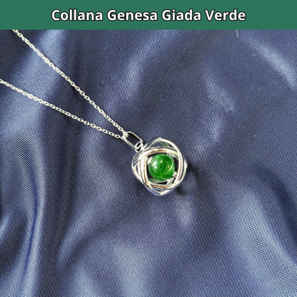 Collana ciondolo Genesa Giada Verde - Acciaio Inox - Zen Home