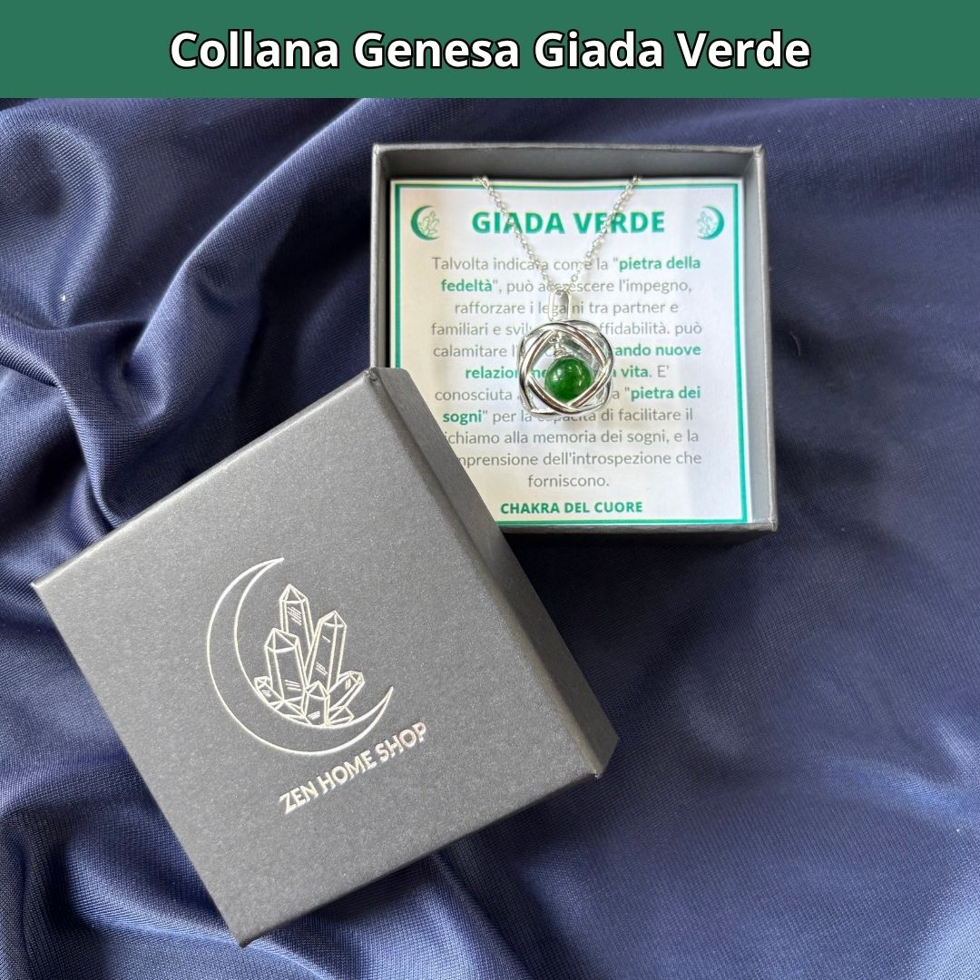Collana ciondolo Genesa Giada Verde - Acciaio Inox - Zen Home