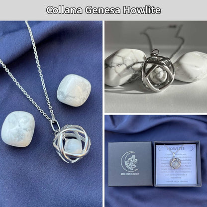 Collana ciondolo Genesa Howlite - Acciaio Inox - Zen Home