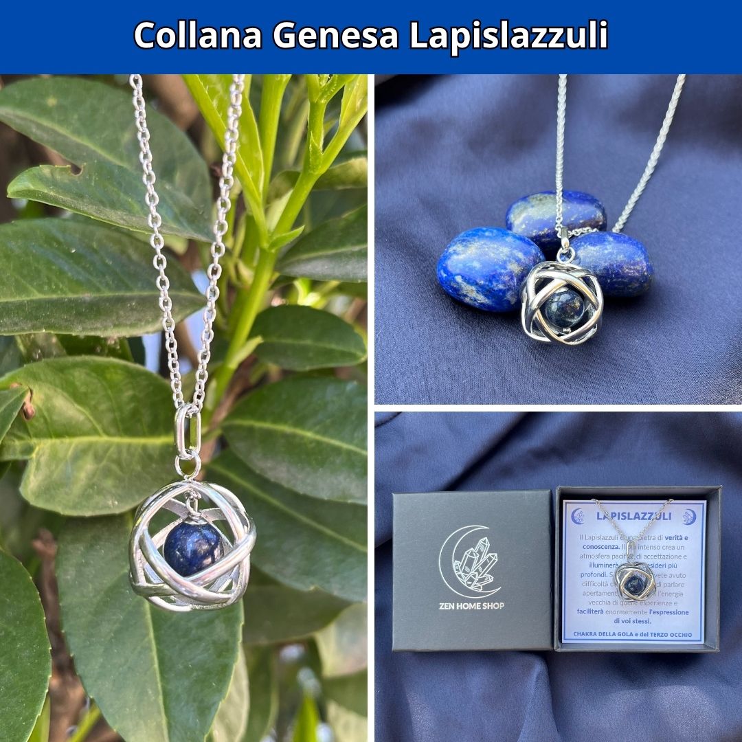 Collana ciondolo Genesa Lapislazzuli - Acciaio Inox - Zen Home