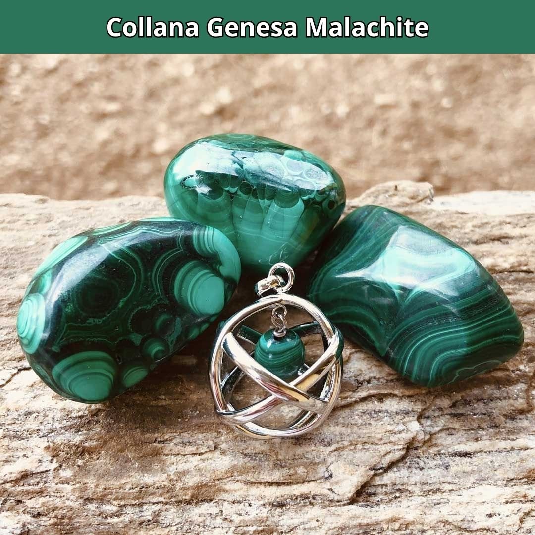 Collana ciondolo Genesa Malachite - Acciaio Inox - Zen Home