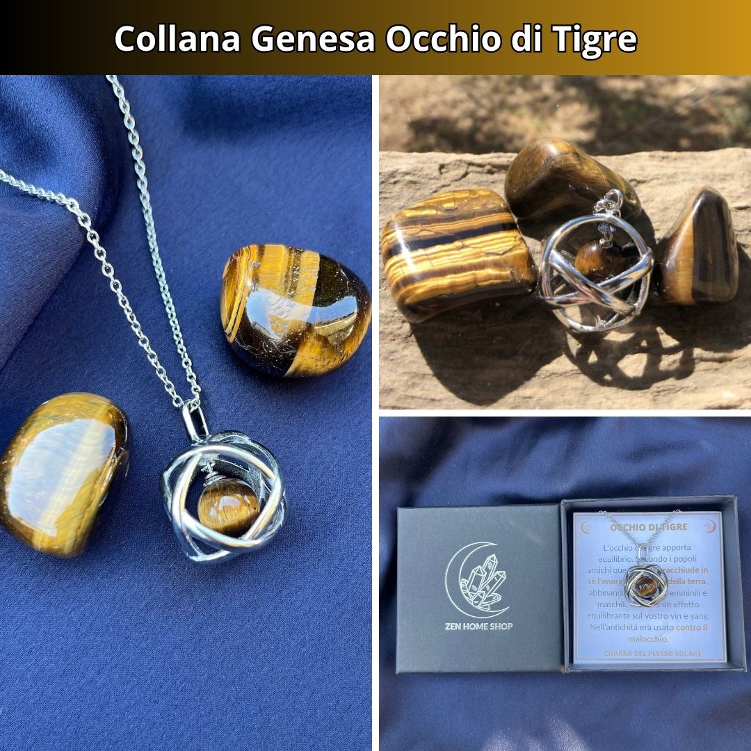 Collana ciondolo Genesa Occhio di Tigre - Acciaio Inox - Zen Home