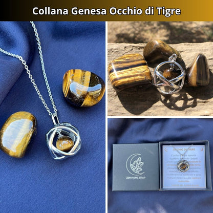 Collana ciondolo Genesa Occhio di Tigre - Acciaio Inox - Zen Home