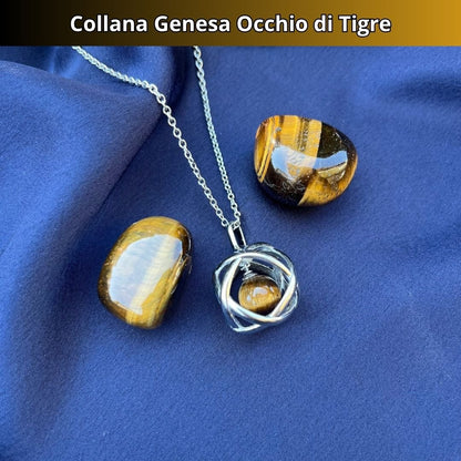 Collana ciondolo Genesa Occhio di Tigre - Acciaio Inox - Zen Home