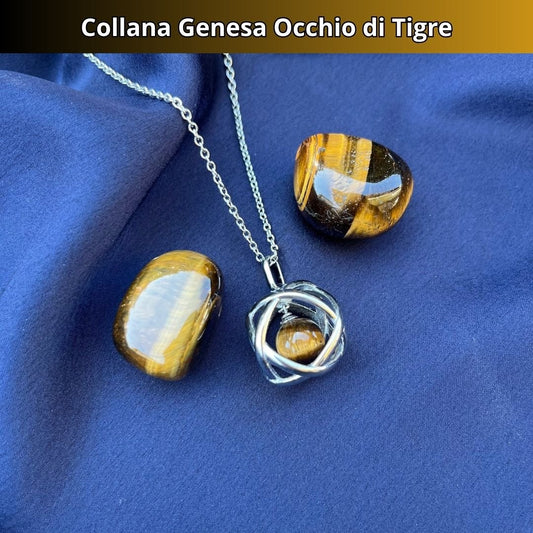 Collana ciondolo Genesa Occhio di Tigre - Acciaio Inox - Zen Home