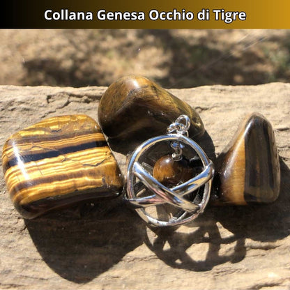 Collana ciondolo Genesa Occhio di Tigre - Acciaio Inox - Zen Home