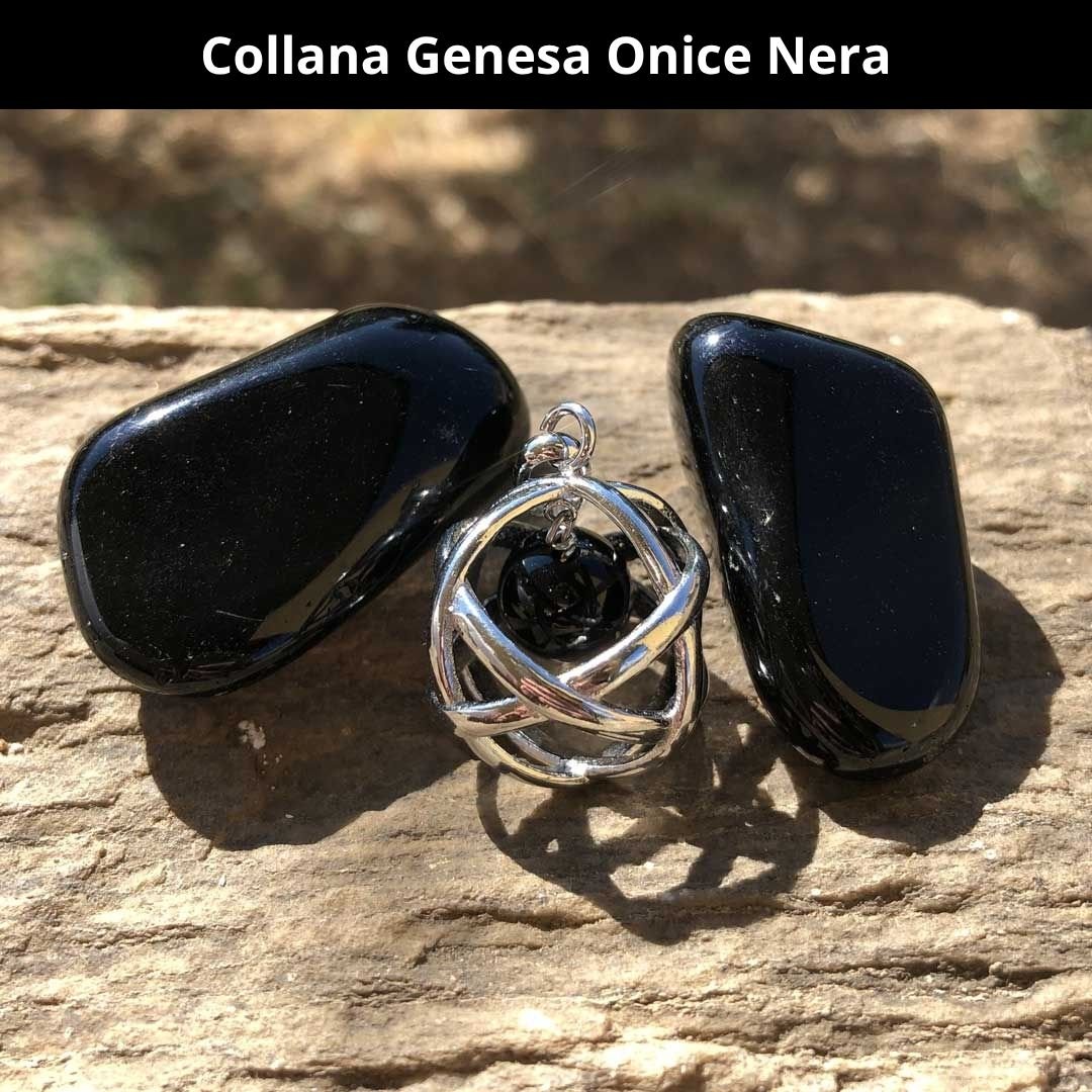 Collana ciondolo Genesa Onice Nera - Acciaio Inox - Zen Home