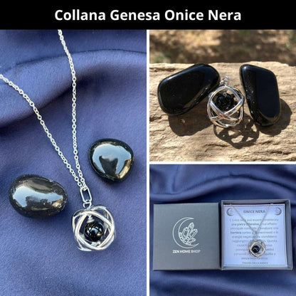 Collana ciondolo Genesa Onice Nera - Acciaio Inox - Zen Home