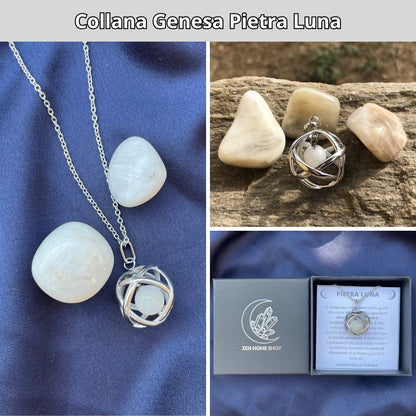 Collana ciondolo Genesa Pietra di Luna - Acciaio Inox - Zen Home