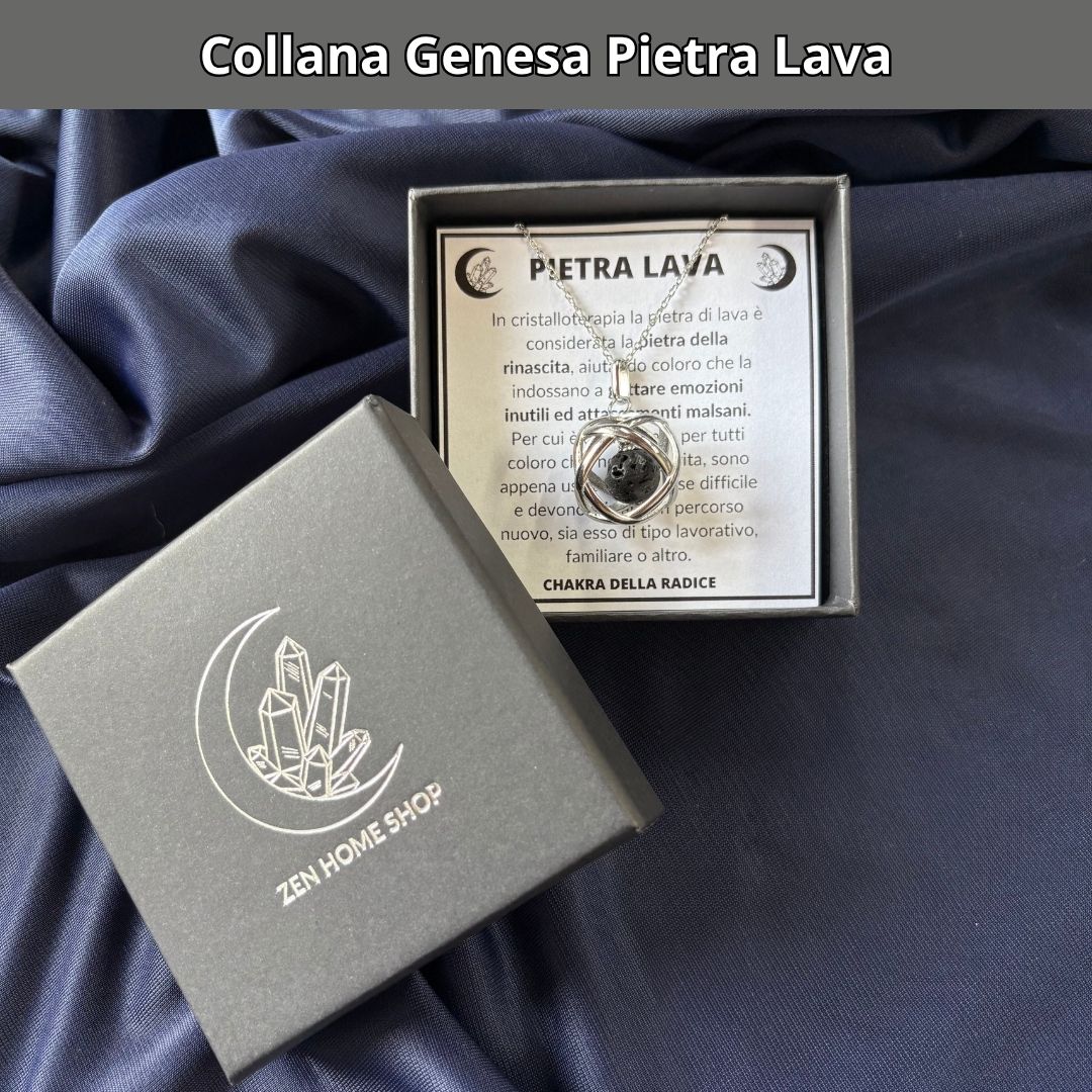 Collana ciondolo Genesa Pietra Lava - Acciaio Inox - Zen Home