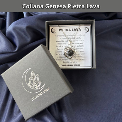 Collana ciondolo Genesa Pietra Lava - Acciaio Inox - Zen Home