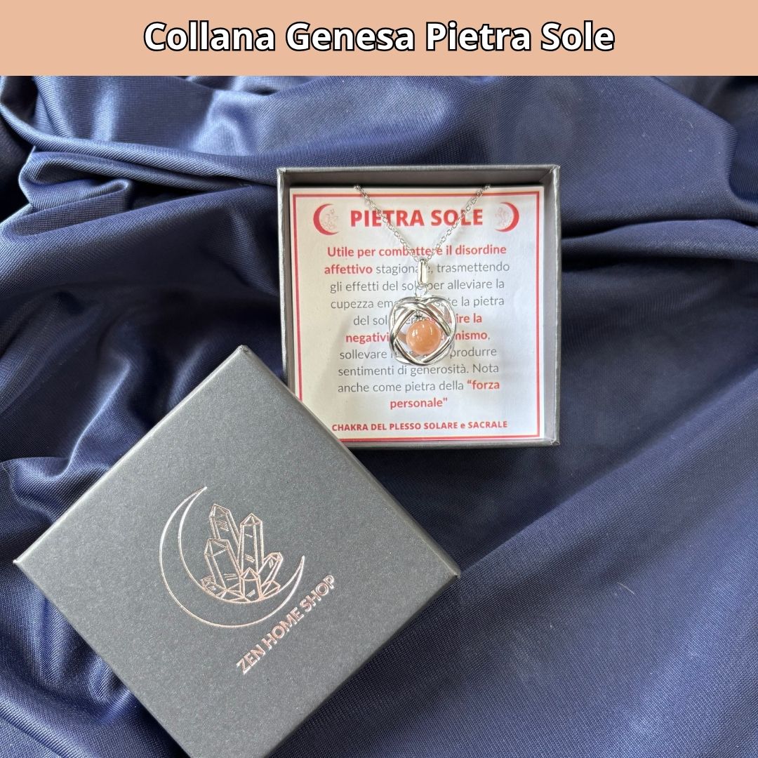 Collana ciondolo genesa Pietra Sole - acciaio inox - Zen Home