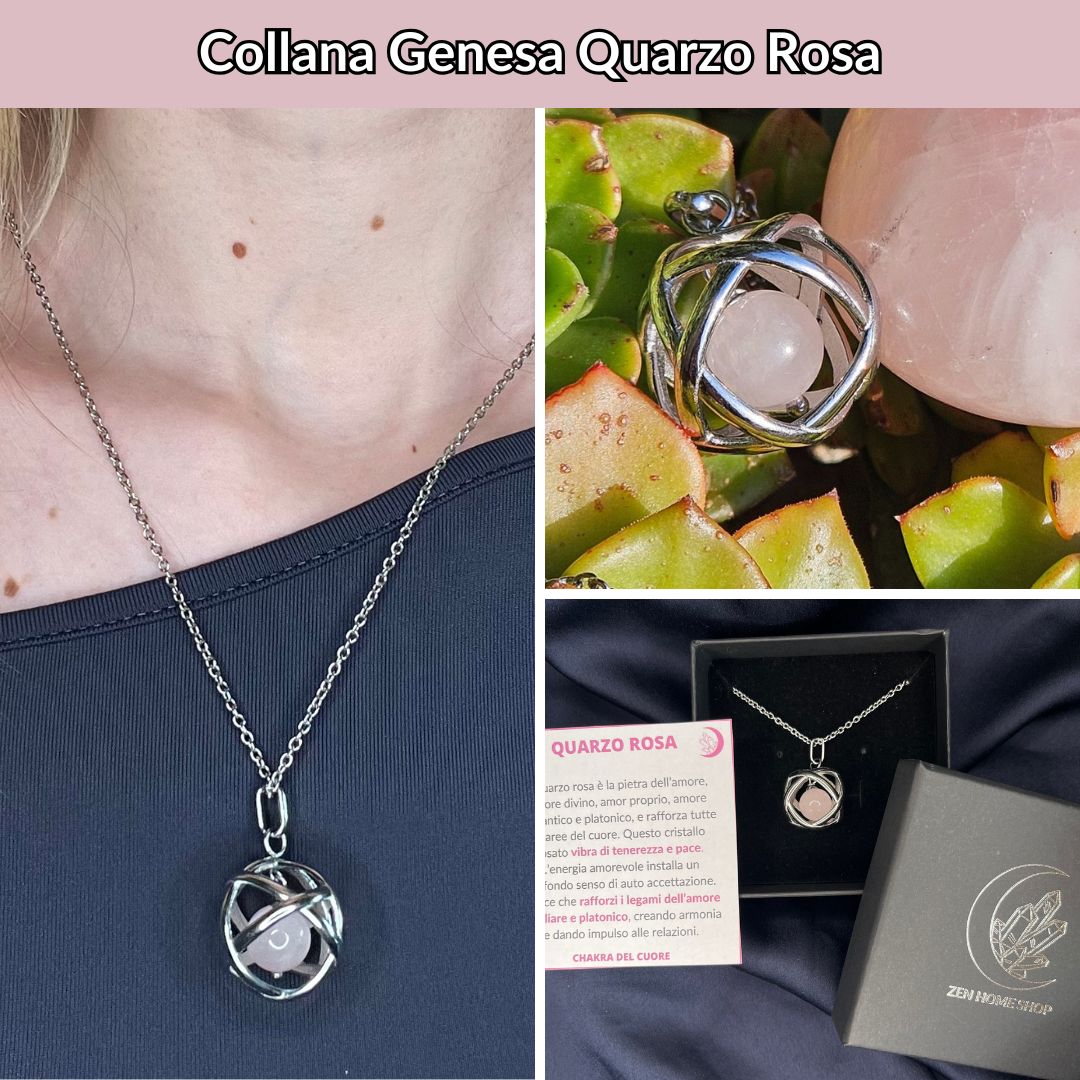 Collana ciondolo Genesa Quarzo Rosa - Zen Home