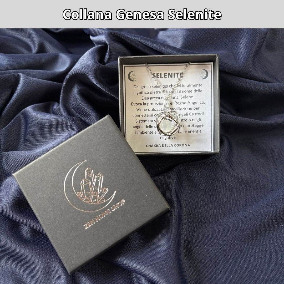 Collana ciondolo Genesa Selenite - Acciaio Inox - Zen Home
