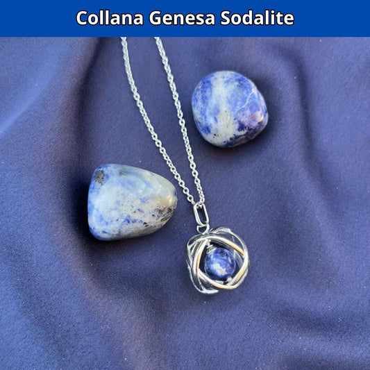 Collana ciondolo Genesa Sodalite - Acciaio Inox - Zen Home