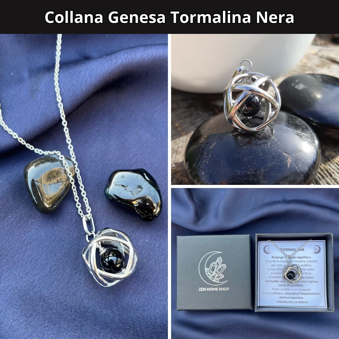 Collana ciondolo Genesa Tormalina Nera - Zen Home