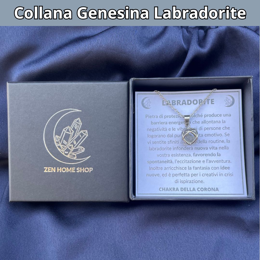Collana con ciondolo genesina e pietra naturale - Zen Home