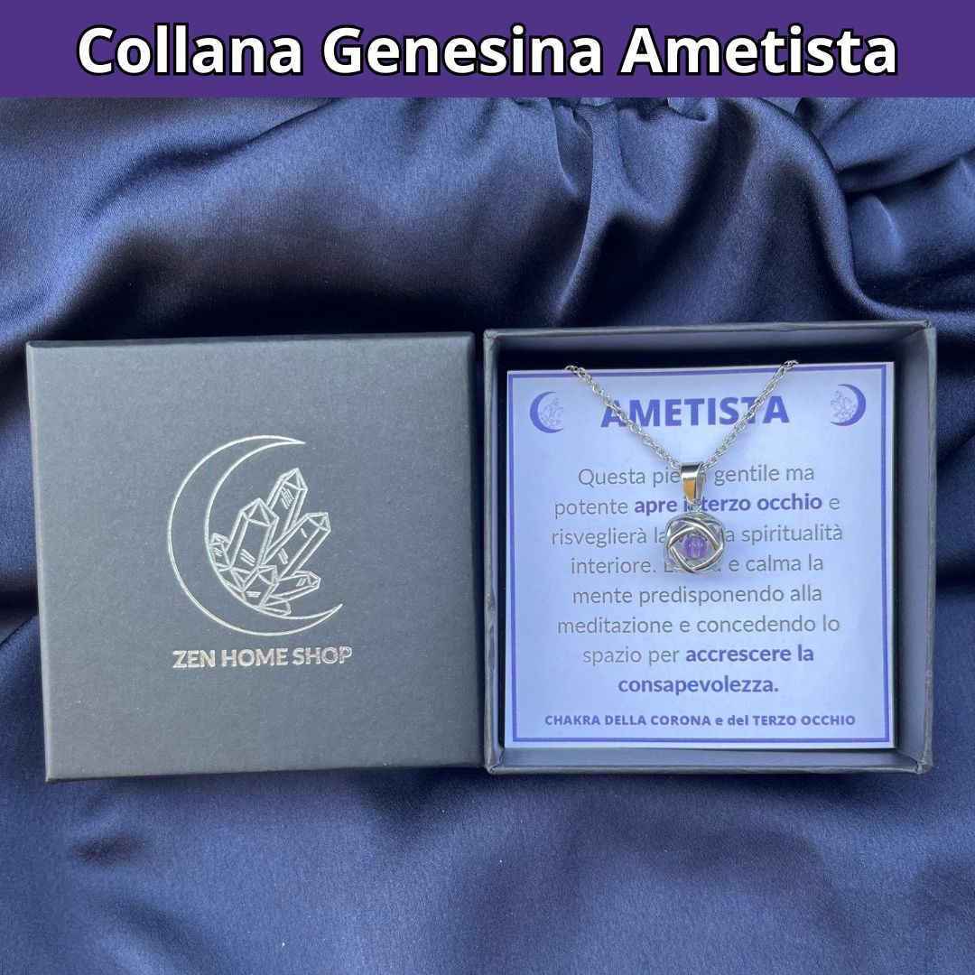 Collana con ciondolo genesina e pietra naturale - Zen Home