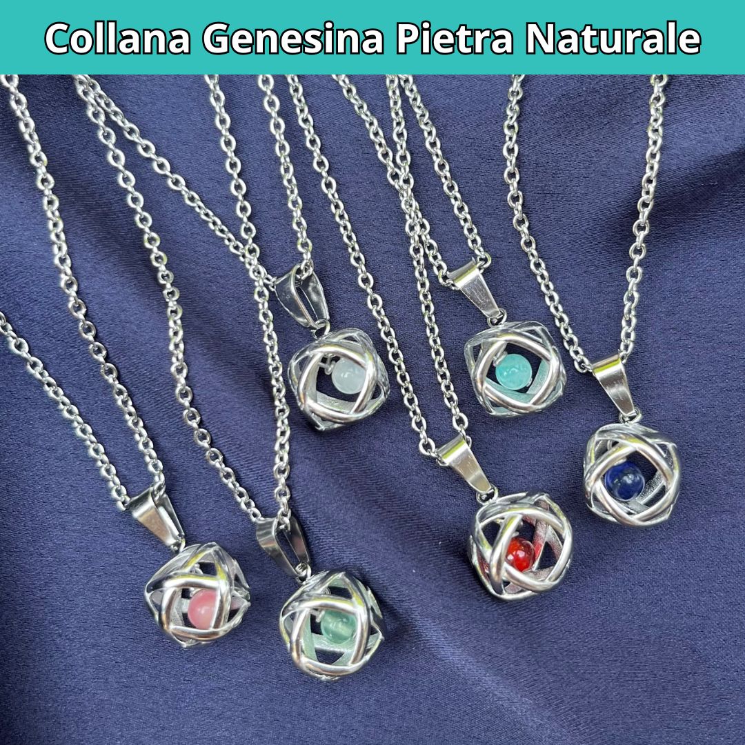 Collana con ciondolo genesina e pietra naturale - Zen Home