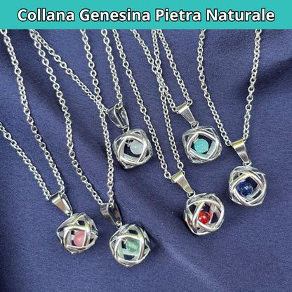 Collana con ciondolo genesina e pietra naturale - Zen Home