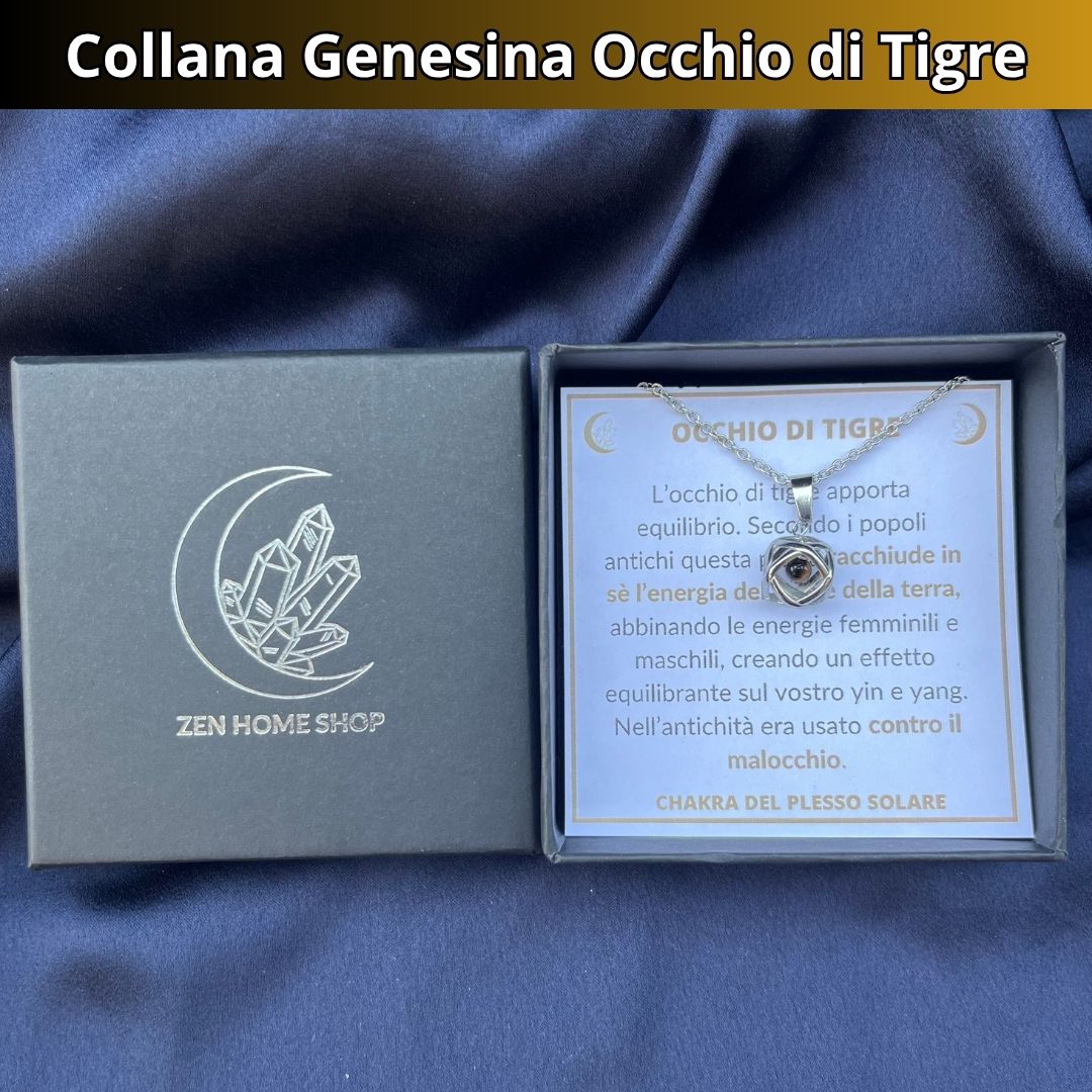 Collana con ciondolo genesina e pietra naturale - Zen Home