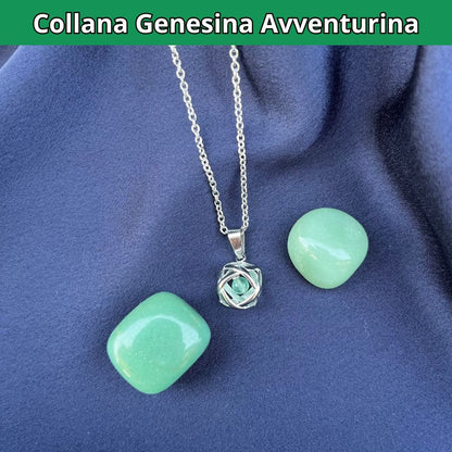 Collana con ciondolo genesina e pietra naturale - Zen Home