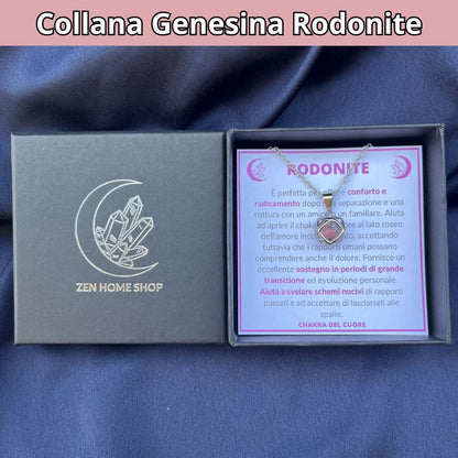 Collana con ciondolo genesina e pietra naturale - Zen Home