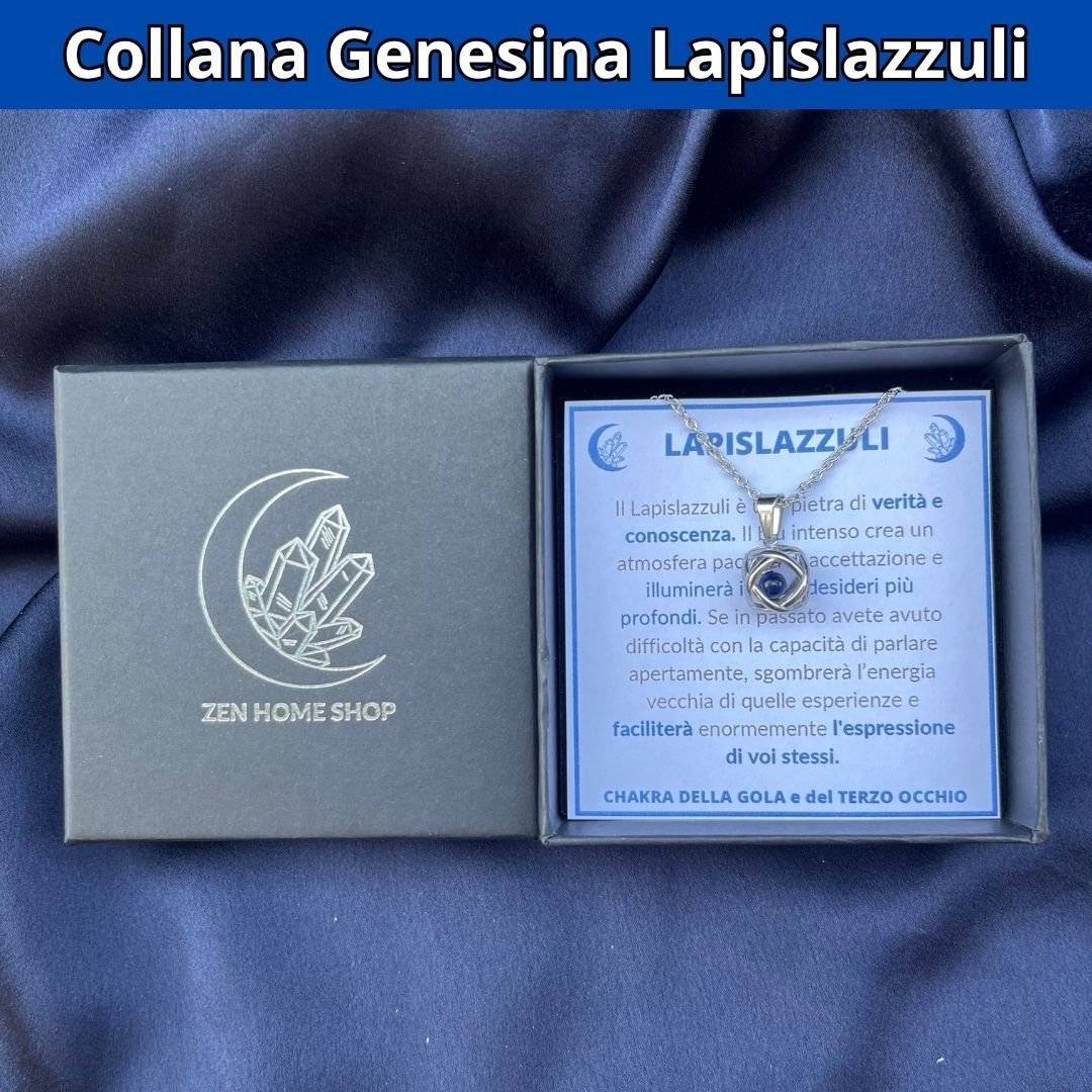 Collana con ciondolo genesina e pietra naturale - Zen Home