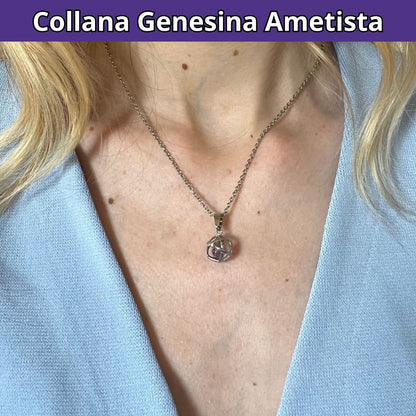 Collana con ciondolo genesina e pietra naturale - Zen Home
