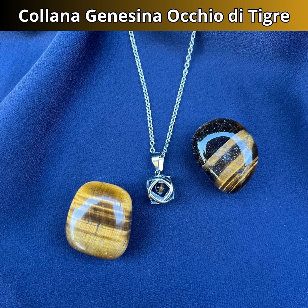 Collana con ciondolo genesina e pietra naturale - Zen Home