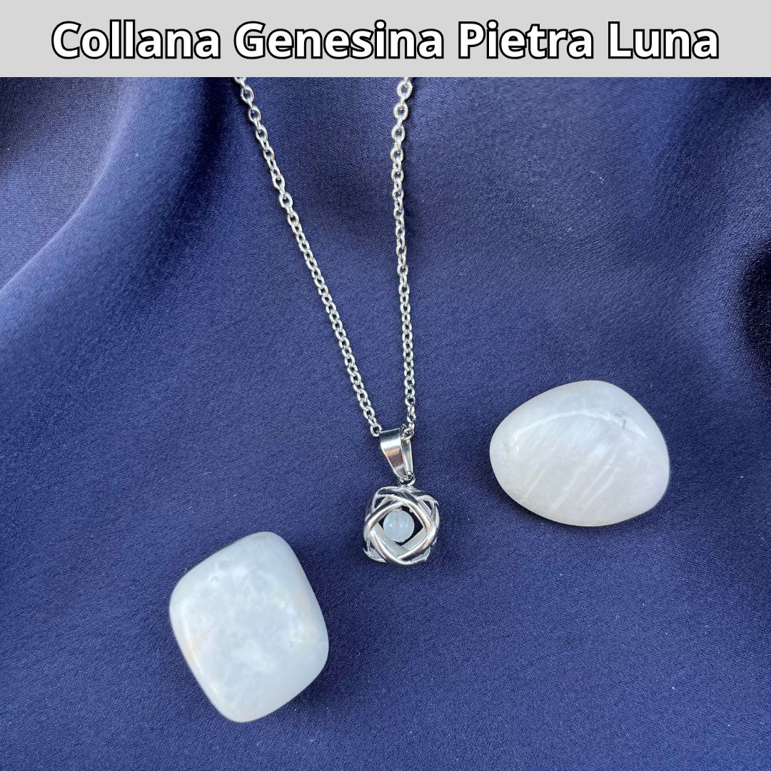 Collana con ciondolo genesina e pietra naturale - Zen Home