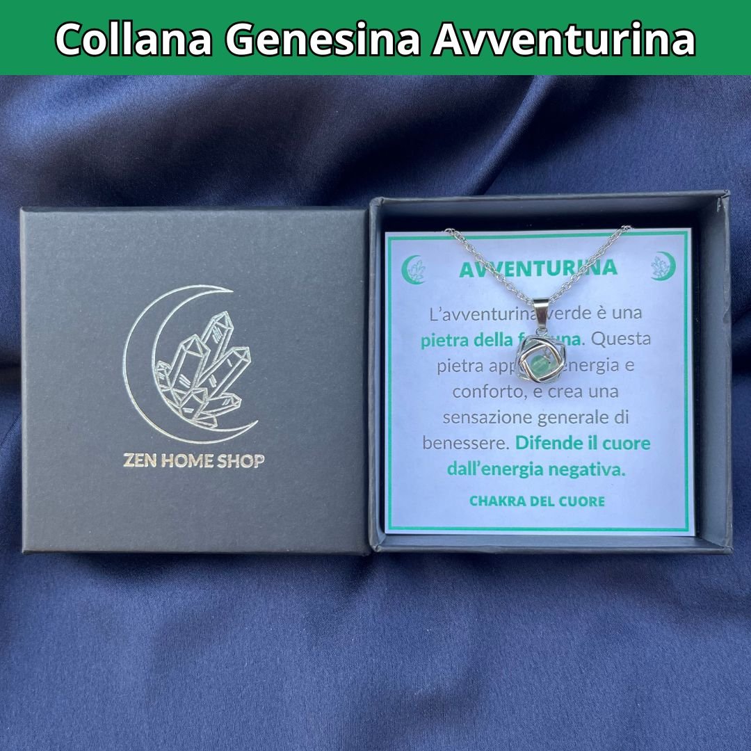 Collana con ciondolo genesina e pietra naturale - Zen Home