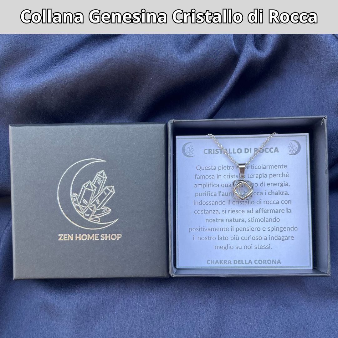 Collana con ciondolo genesina e pietra naturale - Zen Home