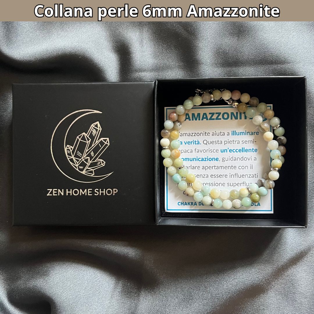 Collana con perle naturali Amazzonite flower da 6 mm - Zen Home
