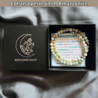 Collana con perle naturali Amazzonite flower da 6 mm - Zen Home