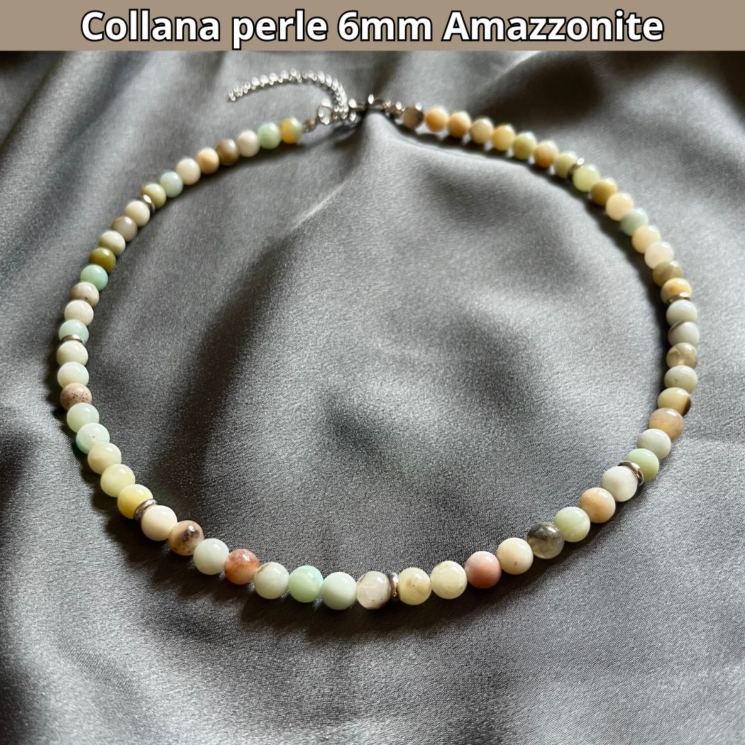 Collana con perle naturali Amazzonite flower da 6 mm - Zen Home