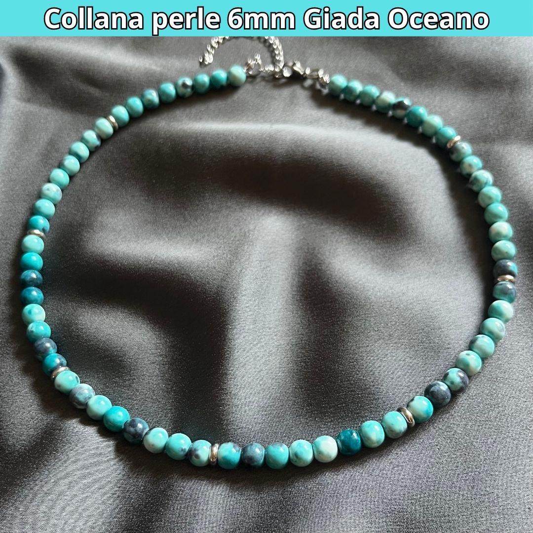 Collana con perle naturali Giada Oceano da 6 mm - Zen Home