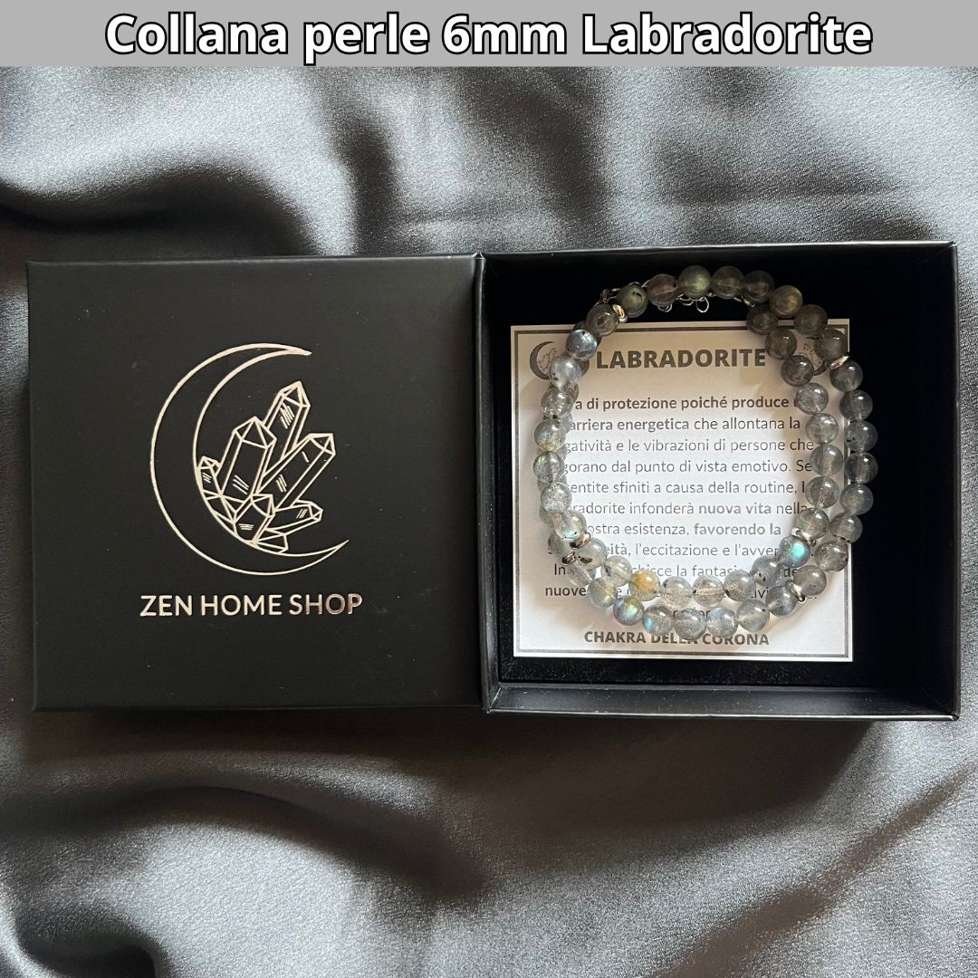 Collana con perle naturali Labradorite da 6 mm - Zen Home