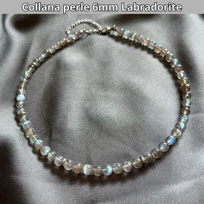 Collana con perle naturali Labradorite da 6 mm - Zen Home