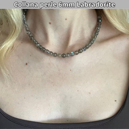 Collana con perle naturali Labradorite da 6 mm - Zen Home