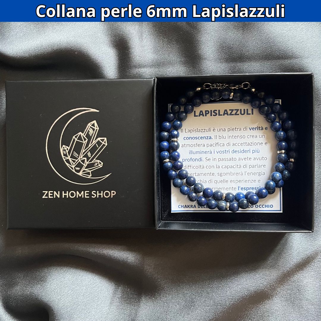 Collana con perle naturali Lapislazzuli da 6 mm - Zen Home